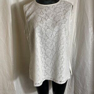 Kasper Top Size Large Ivory Lace Overlay Sleeveless NWT $59